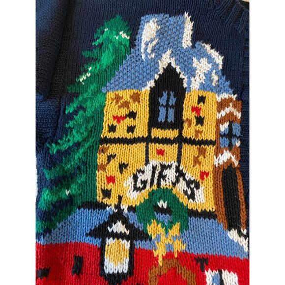 Vtg Birch Bros Holiday Christmas Sweater Cardigan Women's Multi-Color Graphic M - Picture 10 of 12